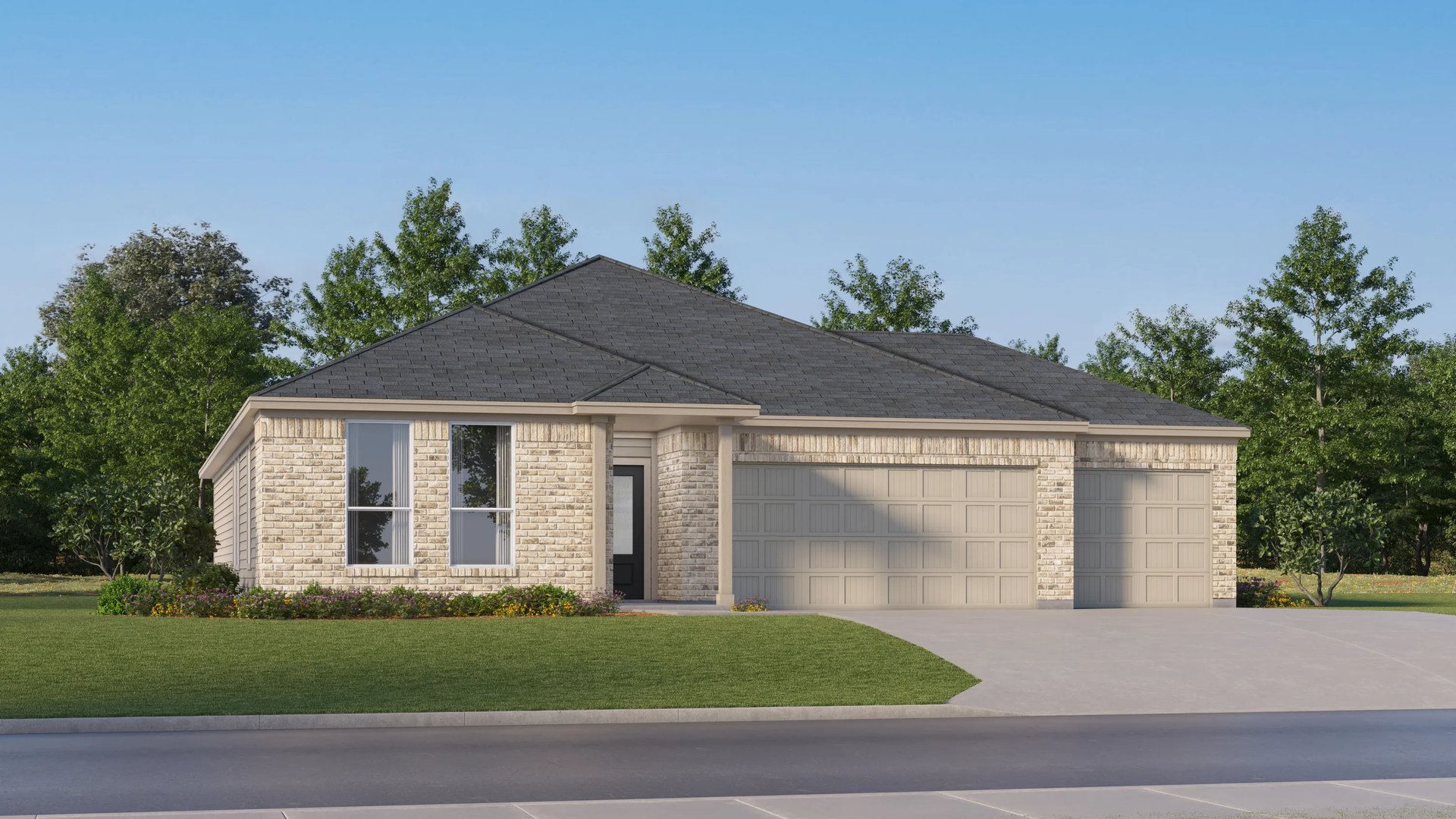 Exterior C with landscaping (Springsteen at 1025 Flint Ridge Loop, Classic 3-Car & Woodbridge Collections)