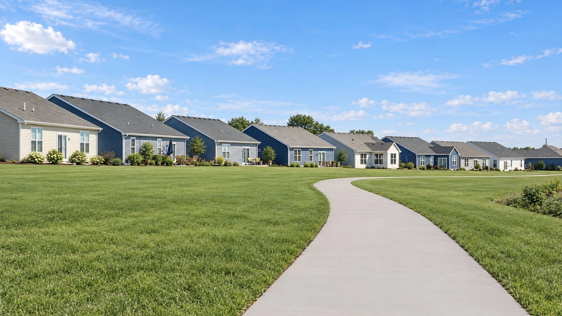 Paved path winding through homesites (Trail in Kingston Ridge)