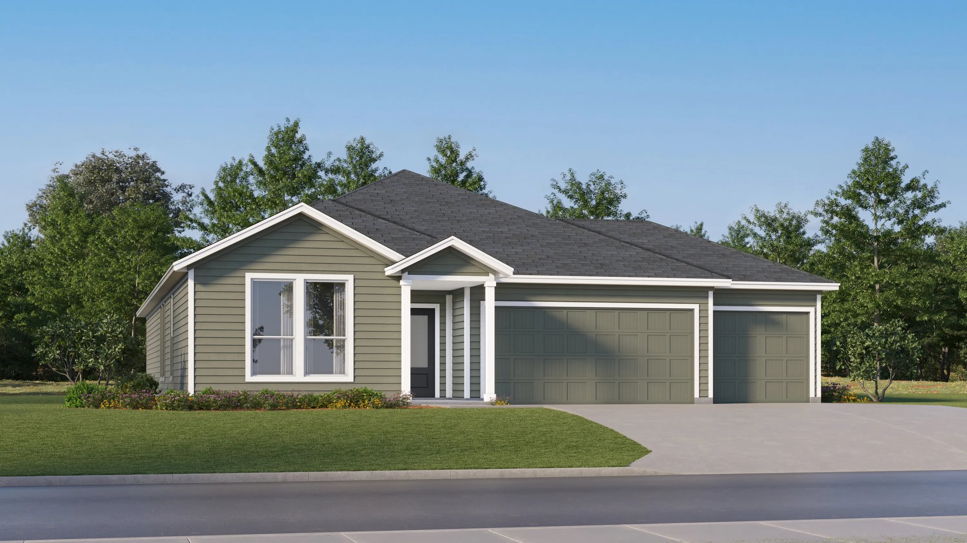 Exterior B with landscaping (Springsteen at 515 Heritage Groves Road, Classic 3-Car Collection)