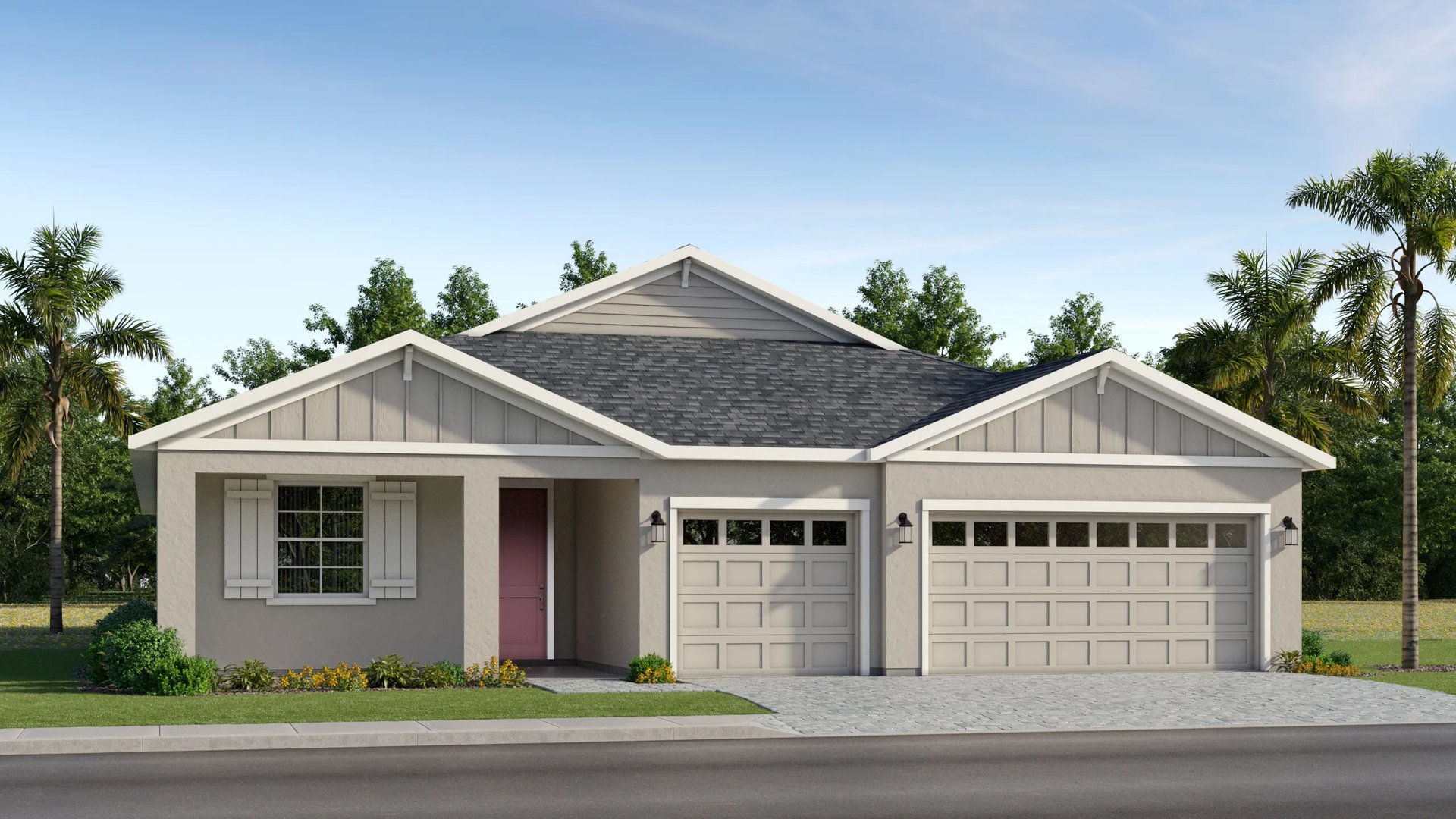 Home exterior render streetview (Key Largo at 4550 Live Oak TRL, Grand Oaks Manor 50s & 60s)
