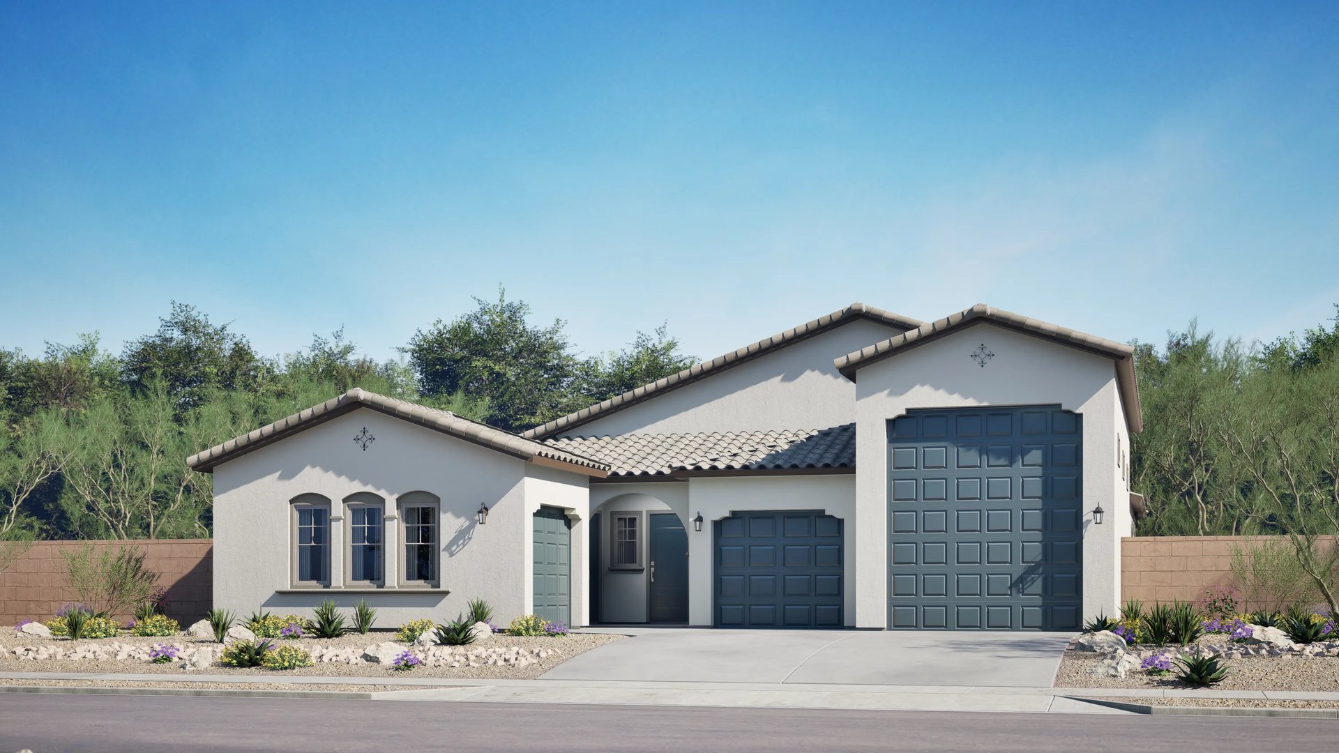Home exterior render Spanish colonial