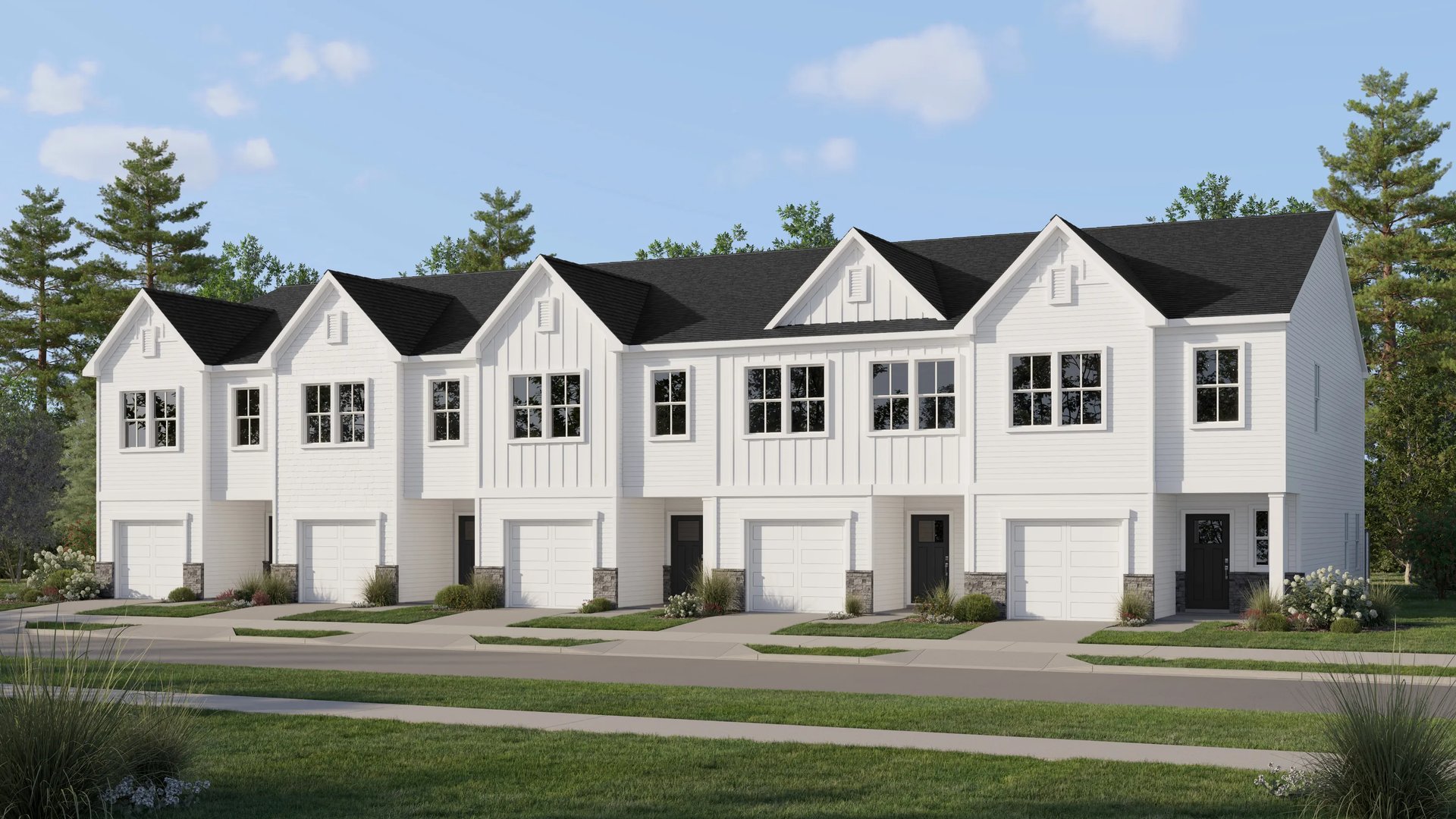 Townhome exterior render streetview