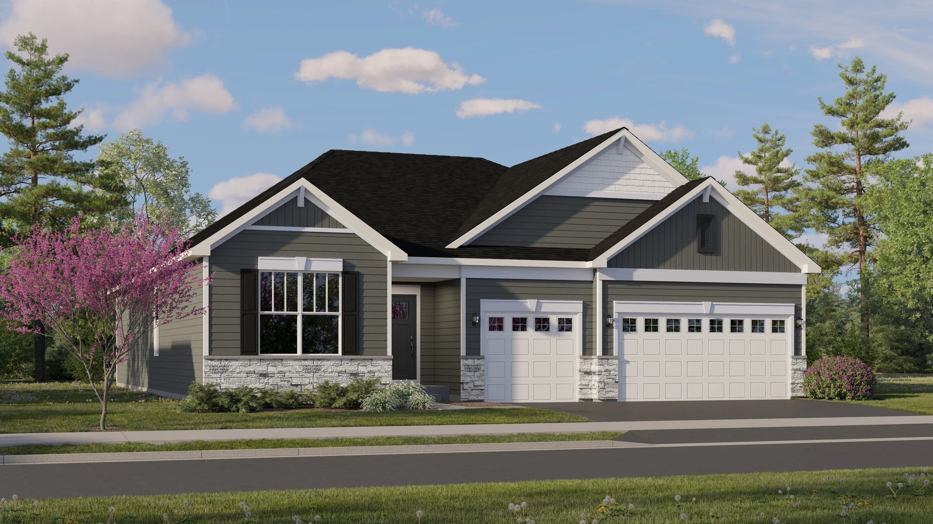 Home exterior render streetview (Ridgefield at 1253 Morris Way, Landmark Series)