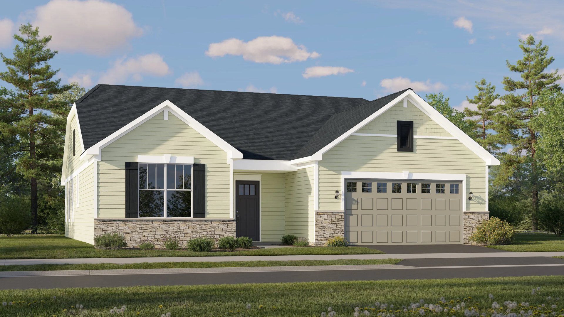 Home exterior render streetview (Sonoma at 1337 Freedom Road, Andare Series)