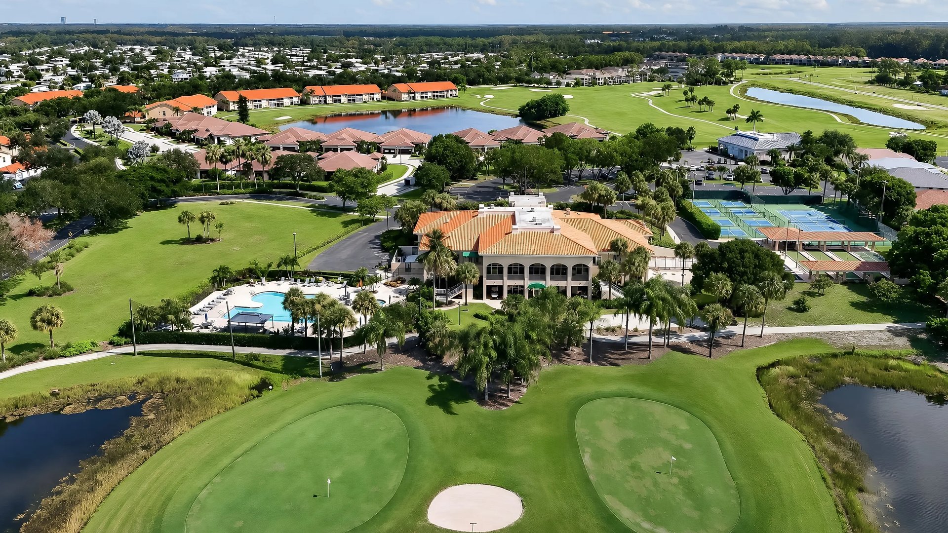 Aerial of Natura Bonita Fairway and lake luxury amenity (Natura at Bonita Fairways)