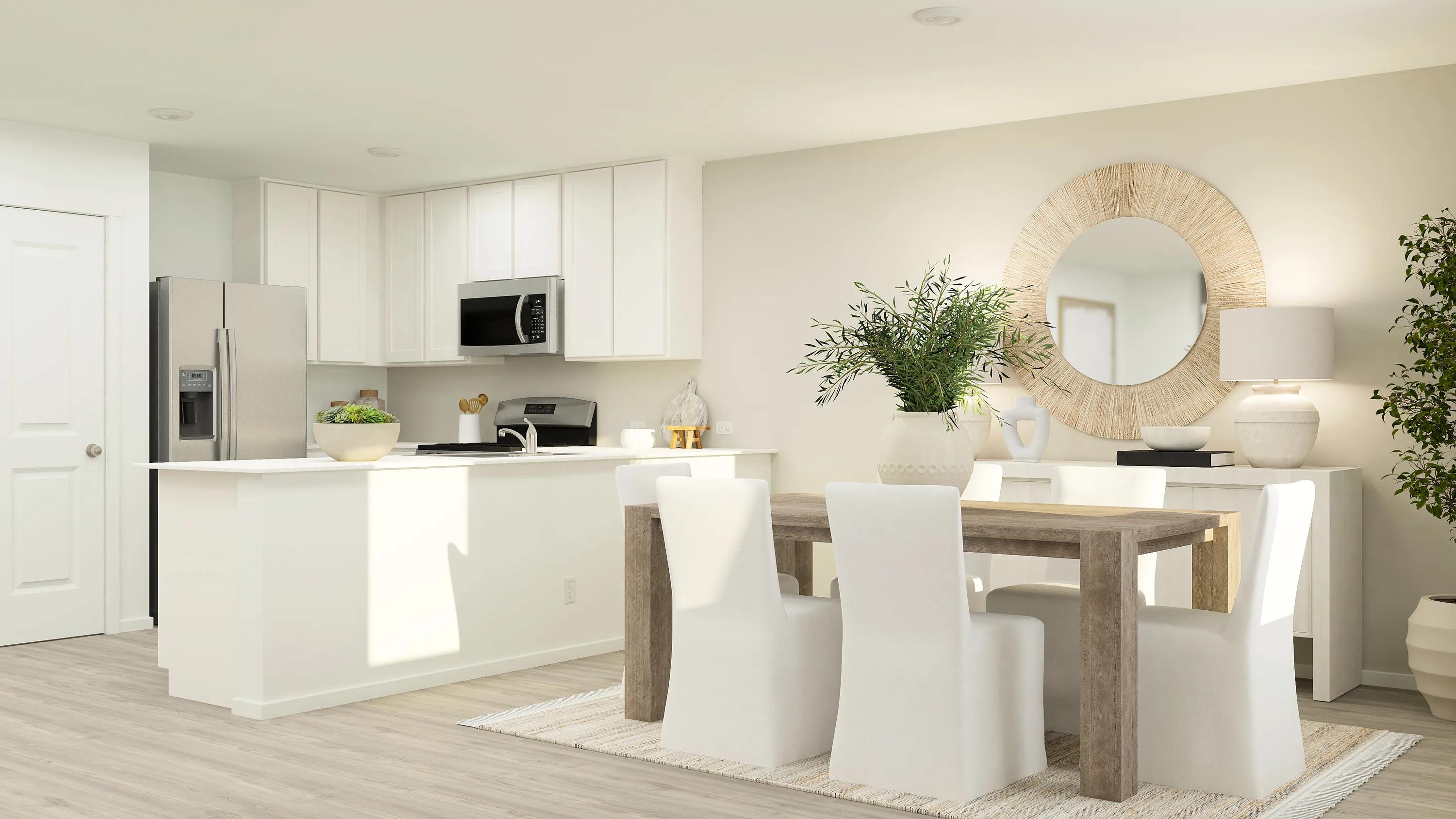 Open-concept kitchen and dining area